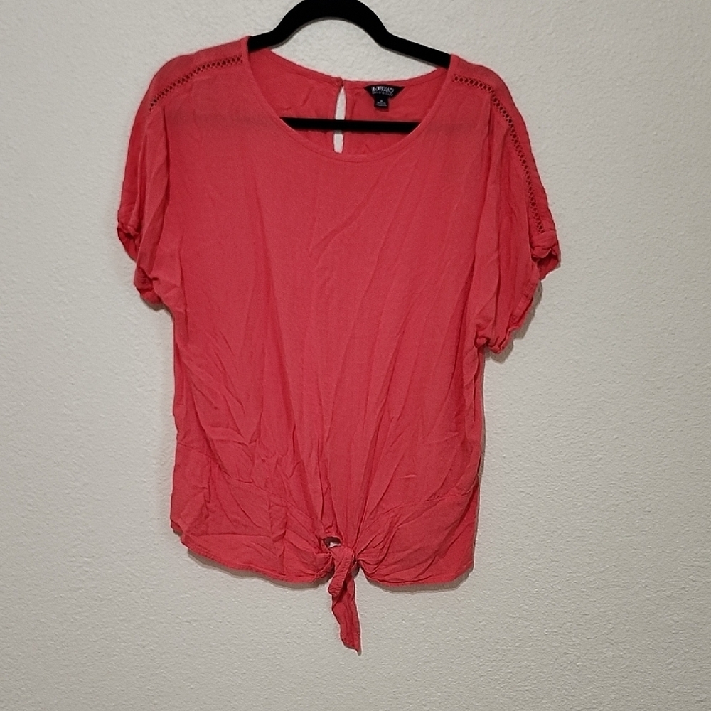 Buffalo David Bitton Pink Tie Front Blouse